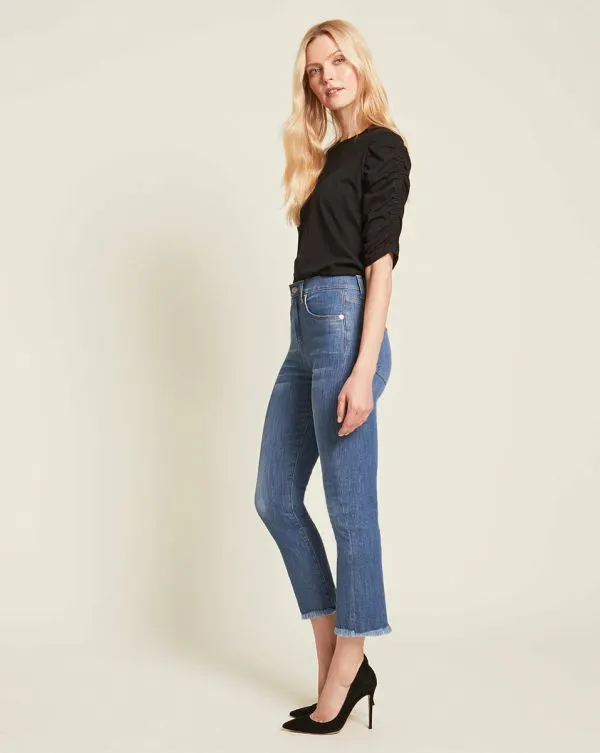 Waldorf RuchedSleeve Tee Black Women Veronica Beard Tops Waldorf RuchedSleeve Tee Black Women Veronica Beard Tops