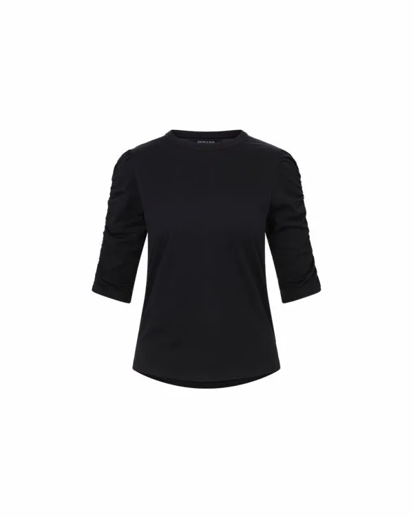 Waldorf RuchedSleeve Tee Black Women Veronica Beard Tops Waldorf RuchedSleeve Tee Black Women Veronica Beard Tops