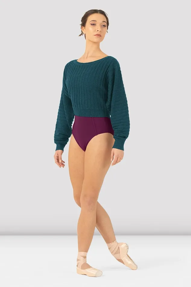 Warmups Adult Ladies Everlyn Cropped Sweater Deep Teal Bloch