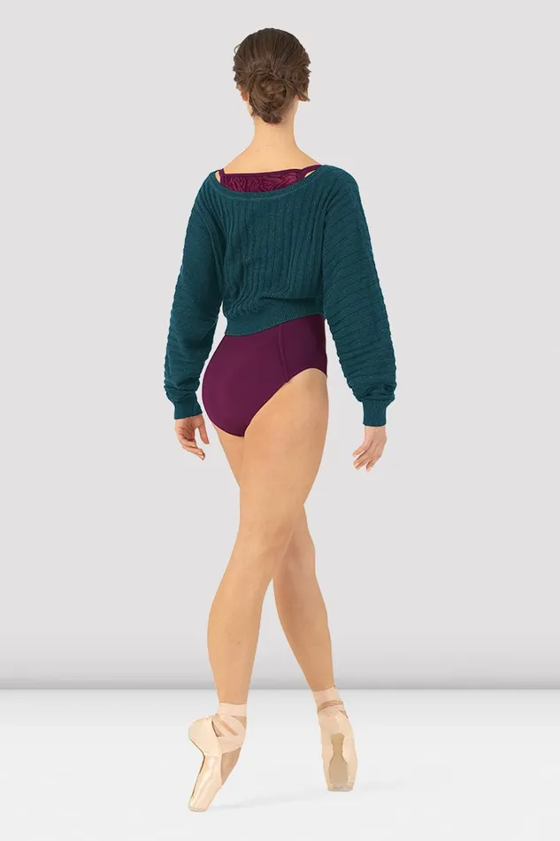 Warmups Adult Ladies Everlyn Cropped Sweater Deep Teal Bloch