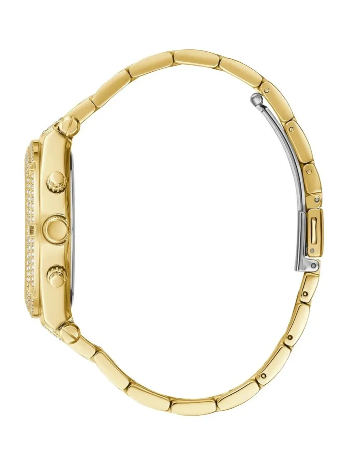 Watches GoldTone and Crystal Multifunction Watch Gold GUESS Women Watches GoldTone and Crystal Multifunction Watch Gold GUESS Women