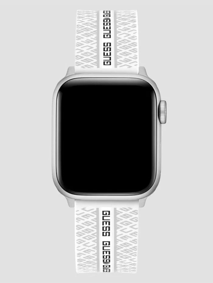 Watches Women GUESS Signature White Silicone 3840 mm Band for Apple Watch White Multi