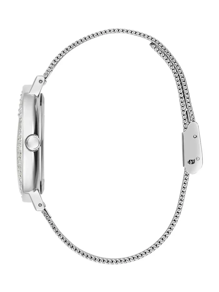 Watches Women SilverTone Logo Analog Watch Silver GUESS