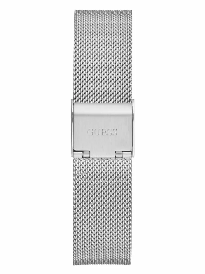 Watches Women SilverTone Logo Analog Watch Silver GUESS