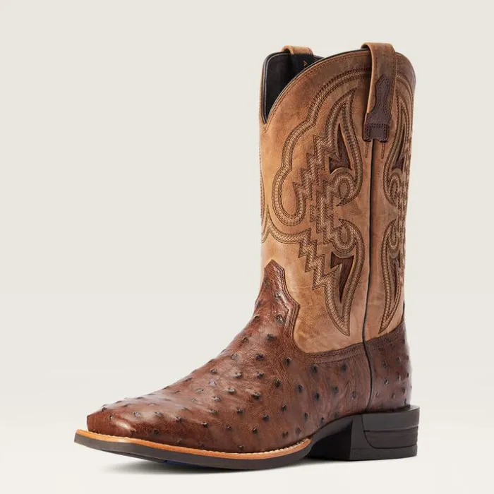 Western Boots Men Ariat Dagger Western Boot Dark Tabac Full Quill Ostrich