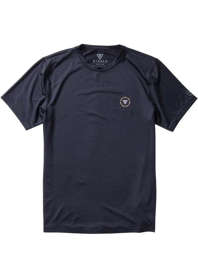 Wetsuit Tops and Lycra Men Easy Seas Eco Short Sleeve Lycra Rash Guard Black Vissla Wetsuit Tops and Lycra Men Easy Seas Eco Short Sleeve Lycra Rash Guard Black Vissla