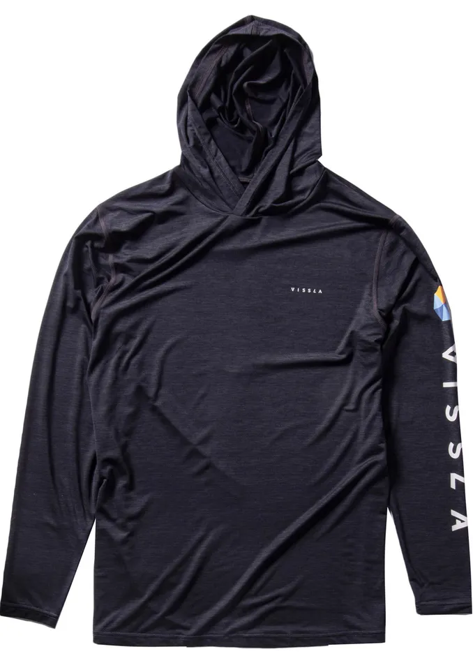 Wetsuit Tops and Lycra Twisted Eco Hooded Long Sleeve Lycra Rash Guard Black Heather 2 Vissla Men Wetsuit Tops and Lycra Twisted Eco Hooded Long Sleeve Lycra Rash Guard Black Heather 2 Vissla Men
