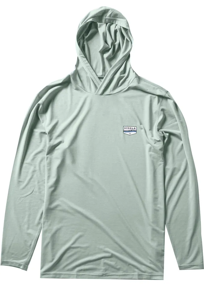 Wetsuit Tops and Lycra Twisted Eco Hooded Long Sleeve Lycra Rash Guard Sea Green Heather 8211 Vissla Men Wetsuit Tops and Lycra Twisted Eco Hooded Long Sleeve Lycra Rash Guard Sea Green Heather 8211 Vissla Men