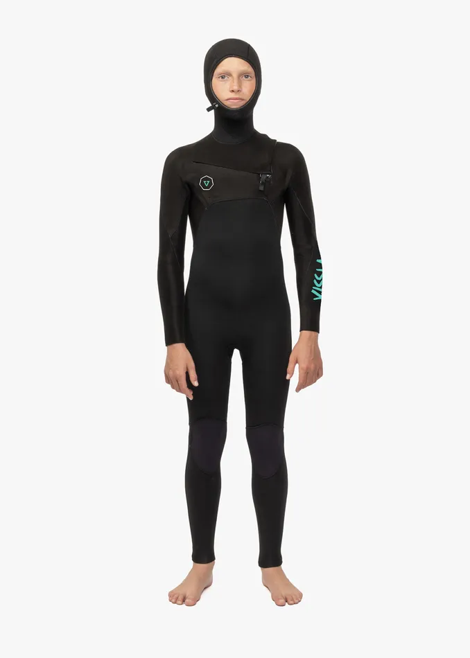 Wetsuits Vissla Youth 7 Seas Boys 543 Full Hooded Chest Zip Wetsuit Phantom