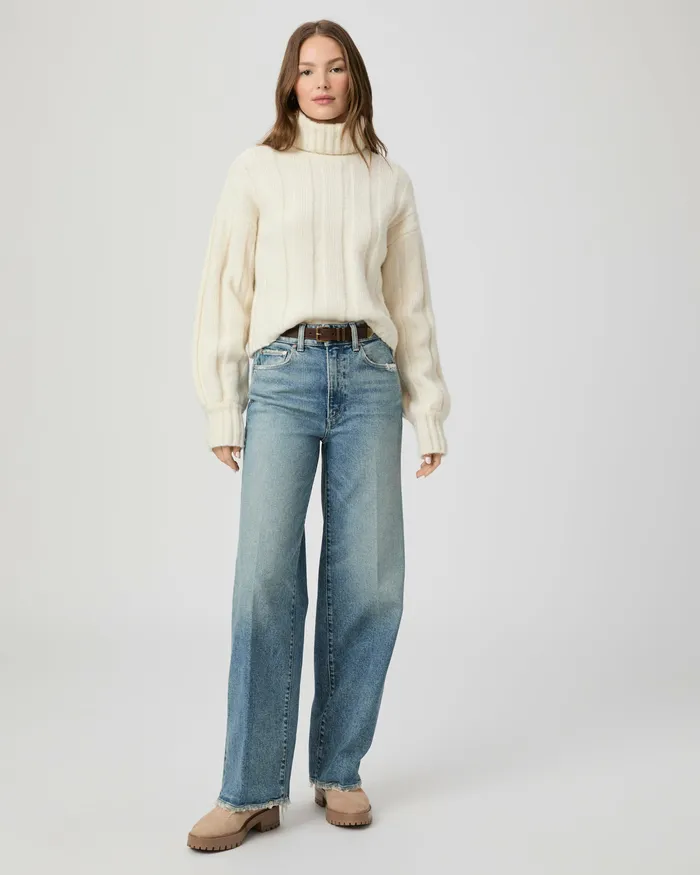 Wide Leg Women Sasha 32 Inch Wide Leg Jean 8211 Cats Meow Distressed PAIGE