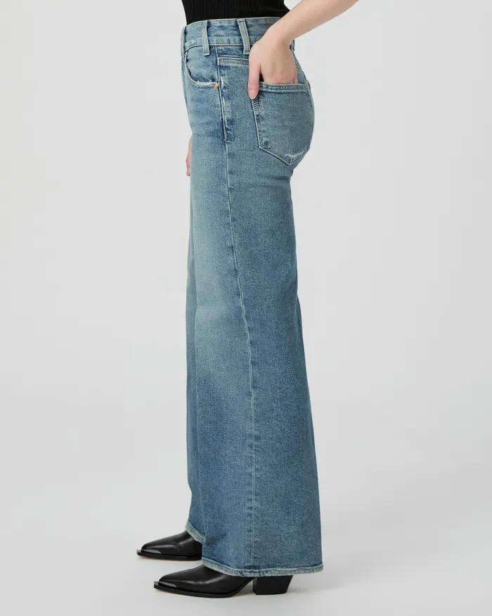 Wide Leg Women Sasha Petite 30 Inch Wide Leg Jean 8211 Cats Meow Distressed PAIGE