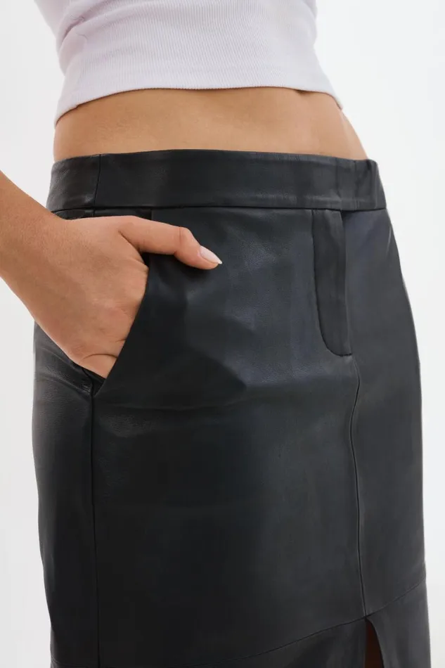 Women ABIA Low Waist Leather Maxi Skirt Black LAMARQUE Skirts Women ABIA Low Waist Leather Maxi Skirt Black LAMARQUE Skirts