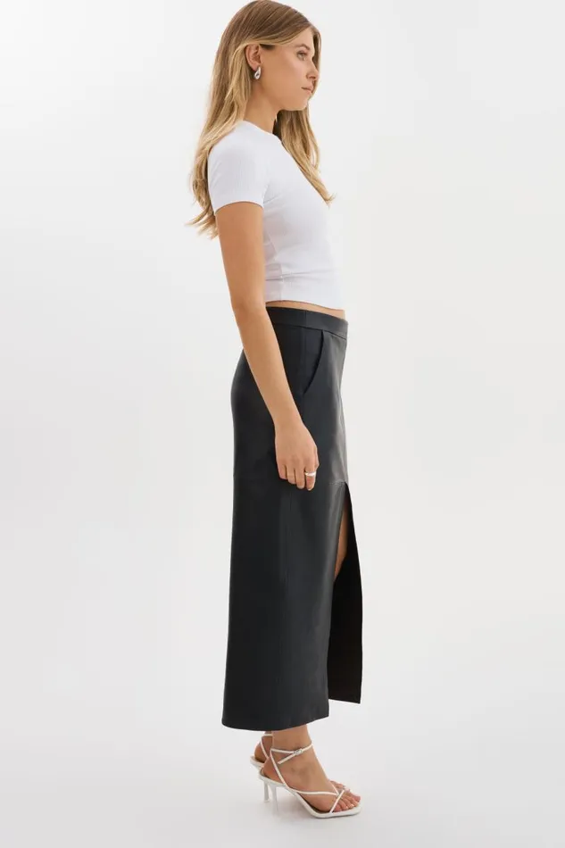 Women ABIA Low Waist Leather Maxi Skirt Black LAMARQUE Skirts Women ABIA Low Waist Leather Maxi Skirt Black LAMARQUE Skirts