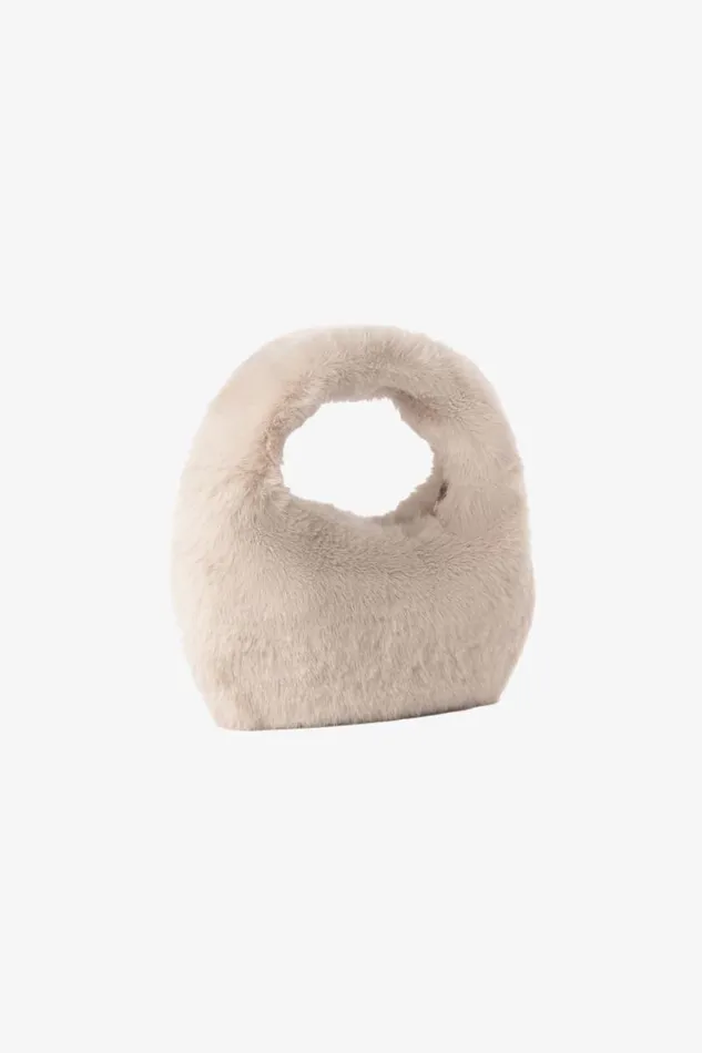 Women ALIX Mini Faux Fur Hobo Bag Oat LAMARQUE Bags