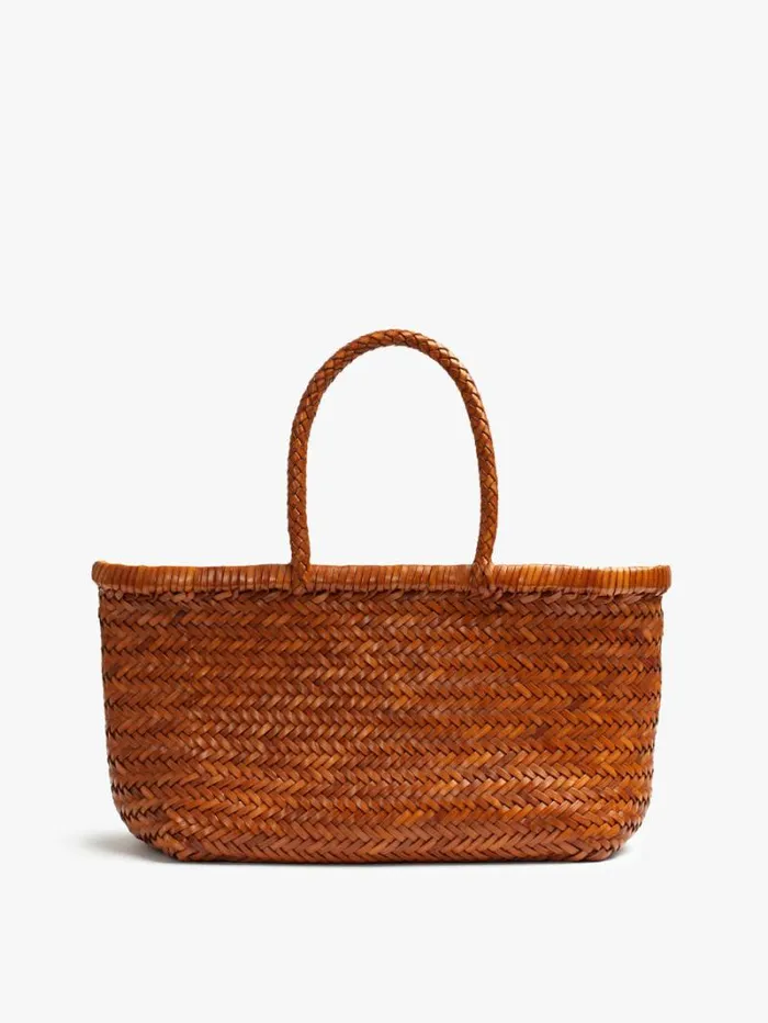 Women Bags Mother Denim Goa Medium Leather Tote Brown