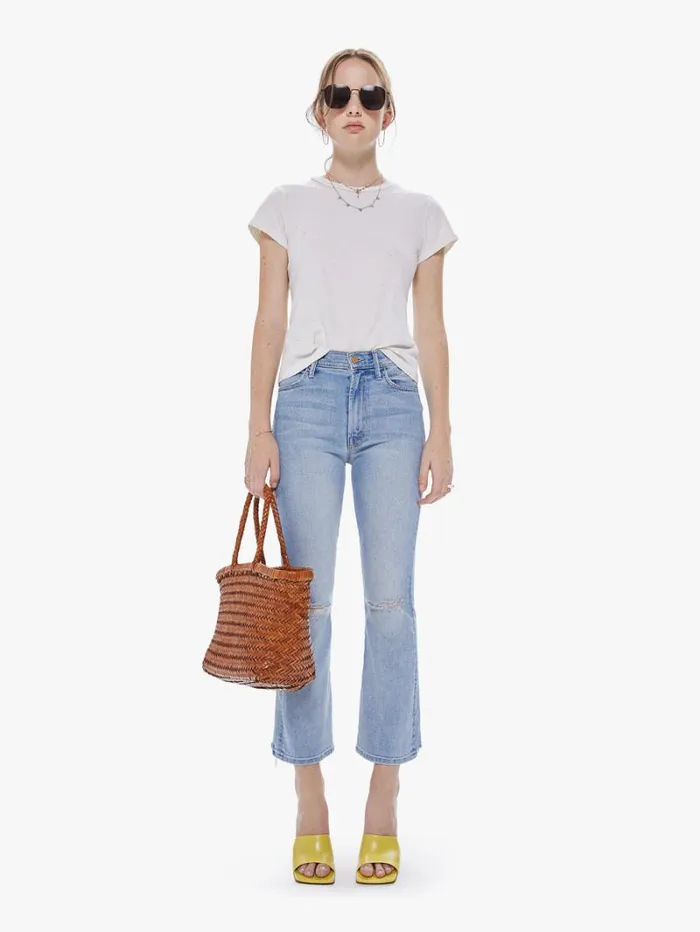Women Bags Mother Denim Goa Medium Leather Tote Brown