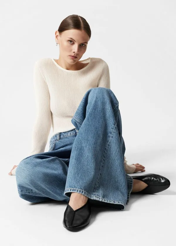 Women Ballerinas and Other Stories AlmondToe Ballerina Flats Black Women Ballerinas and Other Stories AlmondToe Ballerina Flats Black