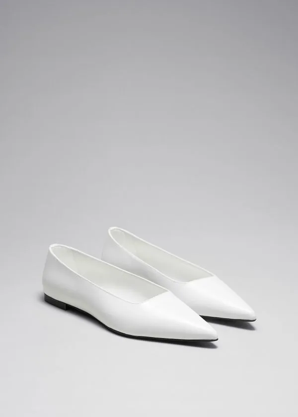 Women Ballerinas and Other Stories PointToe Ballet Flats White Women Ballerinas and Other Stories PointToe Ballet Flats White