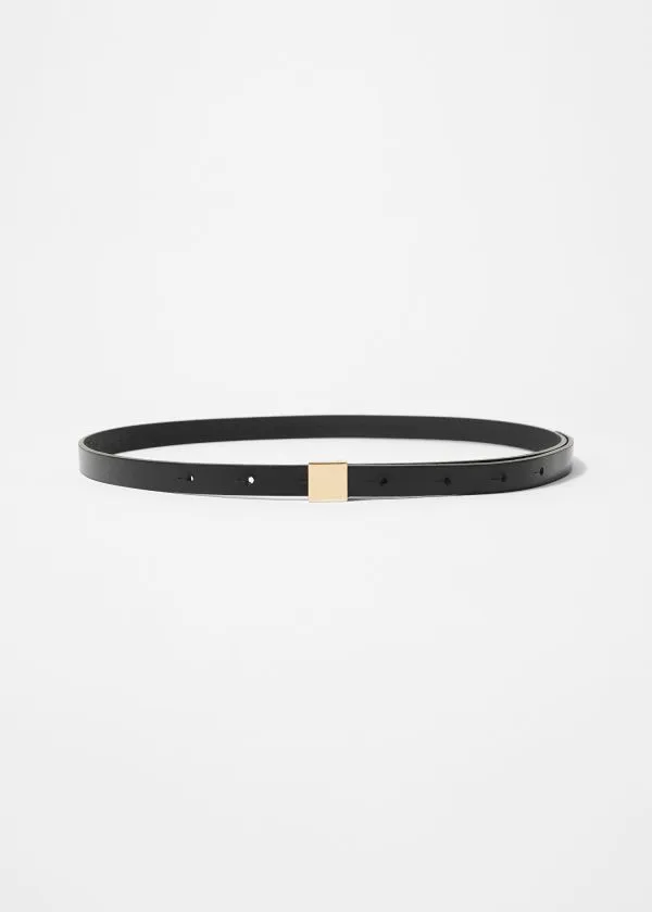 Women Belts and Other Stories SquareBuckle Leather Belt Black