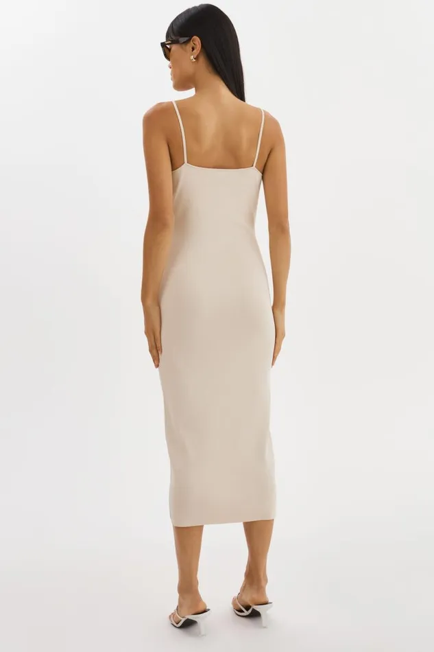 Women BETTINA Rib Knit Dress Beigewhite LAMARQUE Dresses Women BETTINA Rib Knit Dress Beigewhite LAMARQUE Dresses