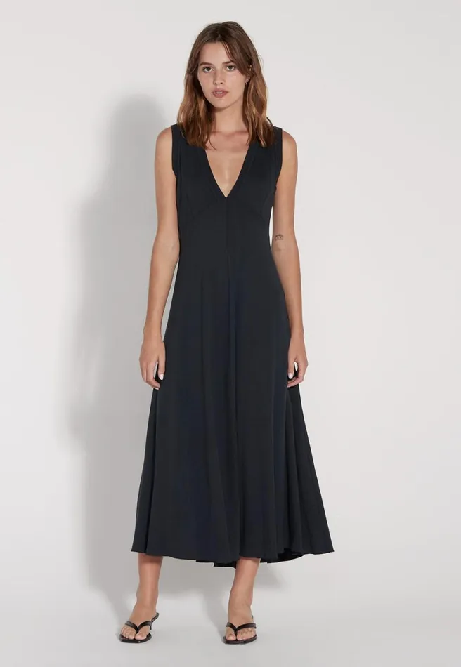 Women Black Baby Rib Sleeveless Nathalie Dress Raquel Allegra Dresses