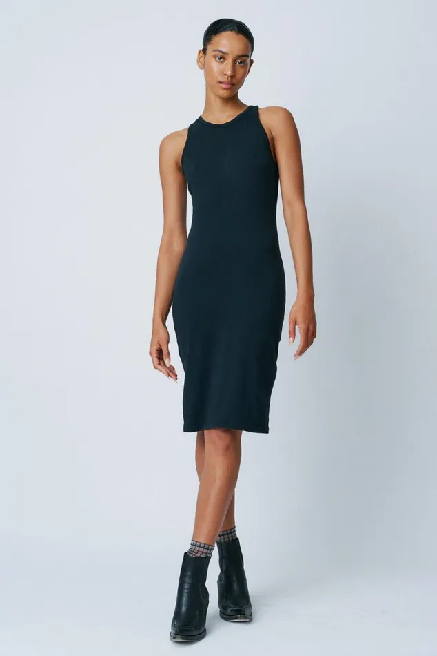 Women Black Classic Jersey Racerback Tank Dress Raquel Allegra Dresses