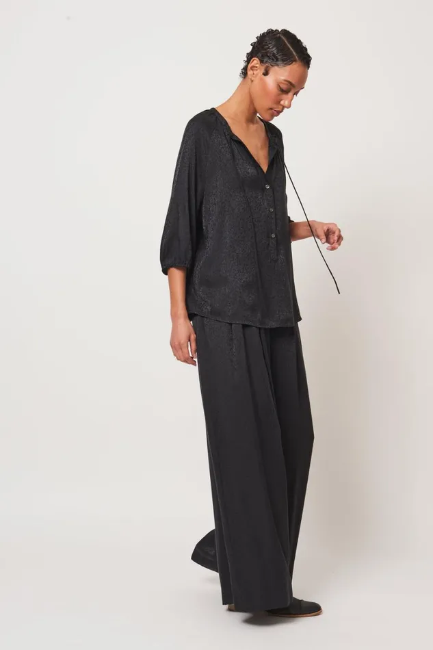 Women Black Poet Top Raquel Allegra Tops