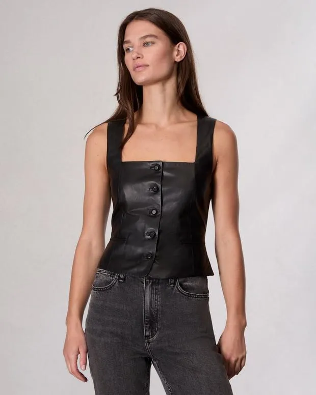 Women Blazers and VestsShirts and Tops rag and bone Mariana Leather Vest Black Women Blazers and VestsShirts and Tops rag and bone Mariana Leather Vest Black