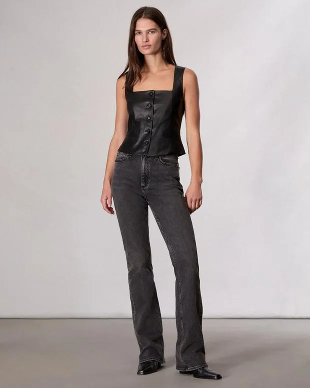 Women Blazers and VestsShirts and Tops rag and bone Mariana Leather Vest Black