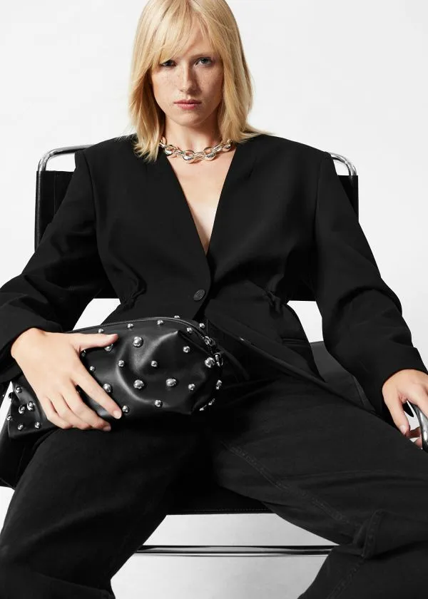 Women Blazers and Waistcoats and Other Stories Collarless Blazer Black