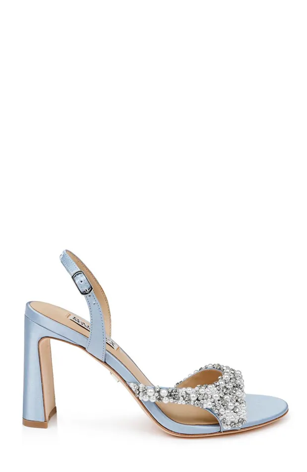 Women Block Heels Badgley Mischka Jenesis Slingback Sandals Azure Blue