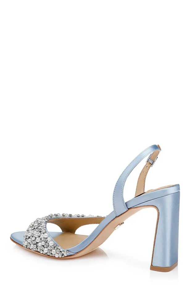 Women Block Heels Badgley Mischka Jenesis Slingback Sandals Azure Blue