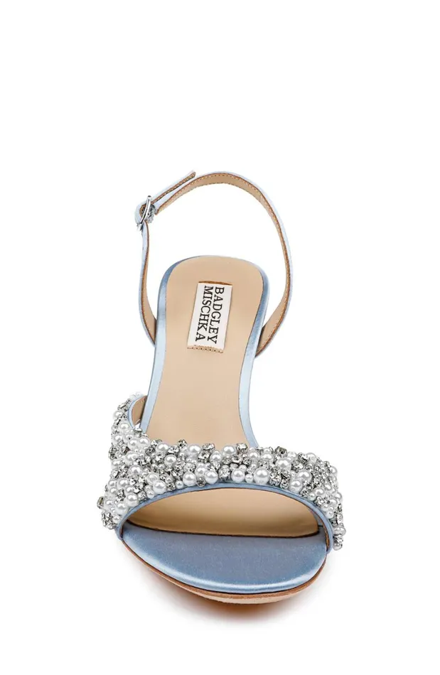 Women Block Heels Badgley Mischka Jenesis Slingback Sandals Azure Blue