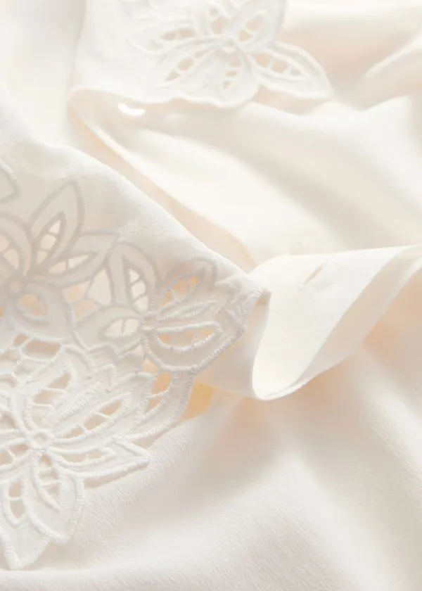 Women Blouses and Shirts and Other Stories Asymmetric Collar Silk Blouse White