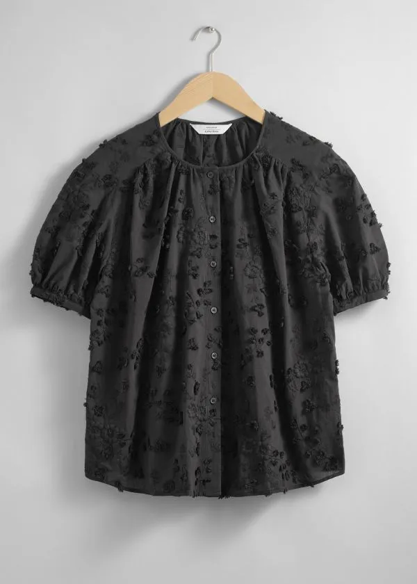 Women Blouses and Shirts and Other Stories Oversized PuffSleeve Blouse Black