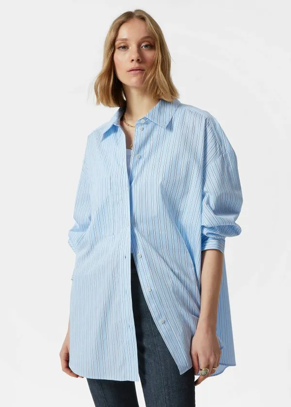 Women Blouses and Shirts and Other Stories Oversized Shirt Light Blue Stripes
