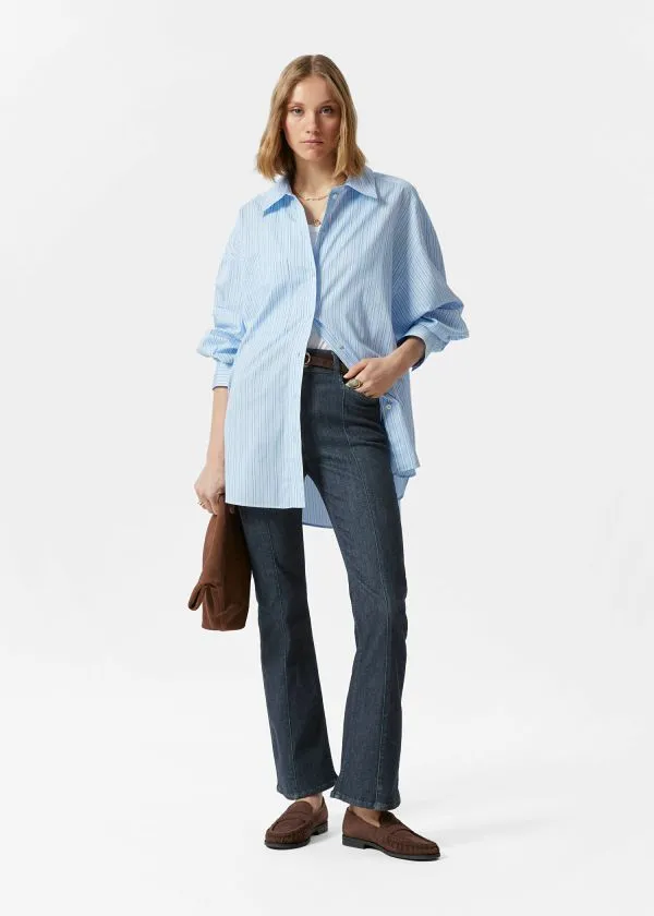 Women Blouses and Shirts and Other Stories Oversized Shirt Light Blue Stripes