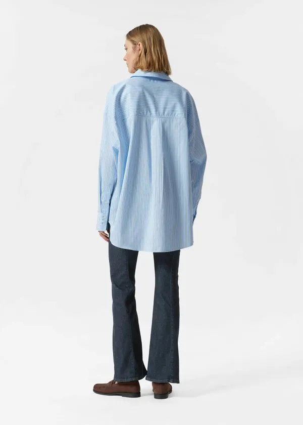 Women Blouses and Shirts and Other Stories Oversized Shirt Light Blue Stripes