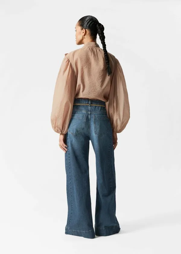Women Blouses and Shirts and Other Stories PuffSleeve BowDetail Blouse Beige