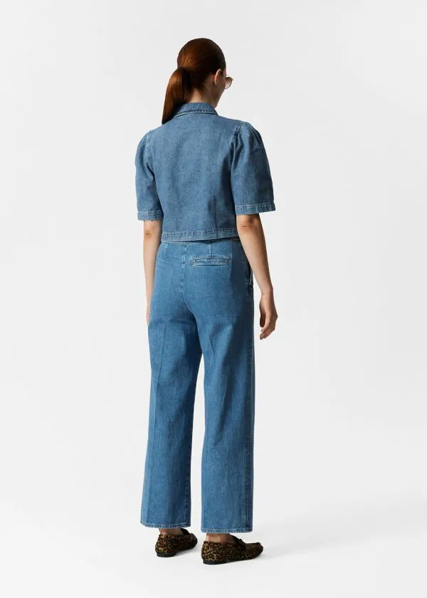 Women Blouses and Shirts and Other Stories PuffSleeve Denim Blouse Blue