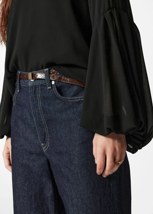 Women Blouses and Shirts and Other Stories Sheer PuffSleeve Blouse Black