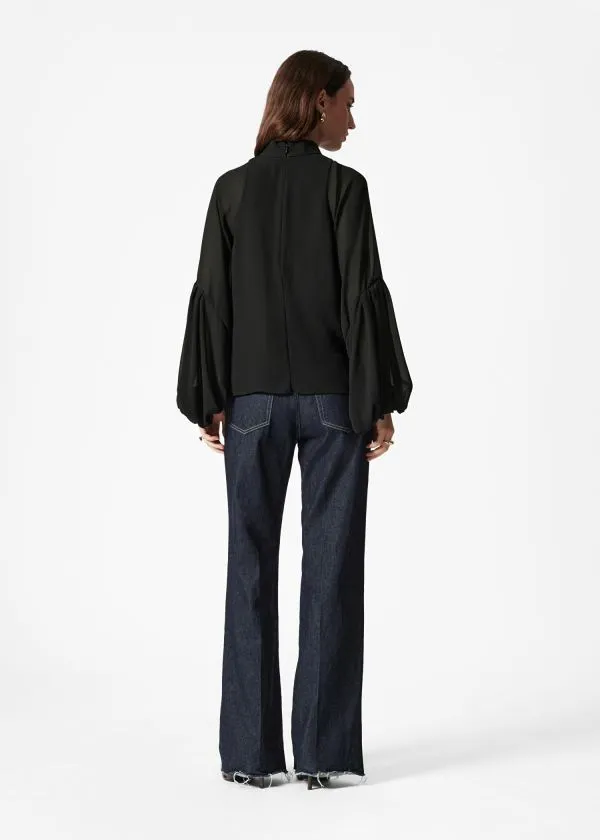 Women Blouses and Shirts and Other Stories Sheer PuffSleeve Blouse Black