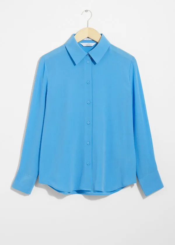 Women Blouses and Shirts and Other Stories Silk Shirt Light Blue