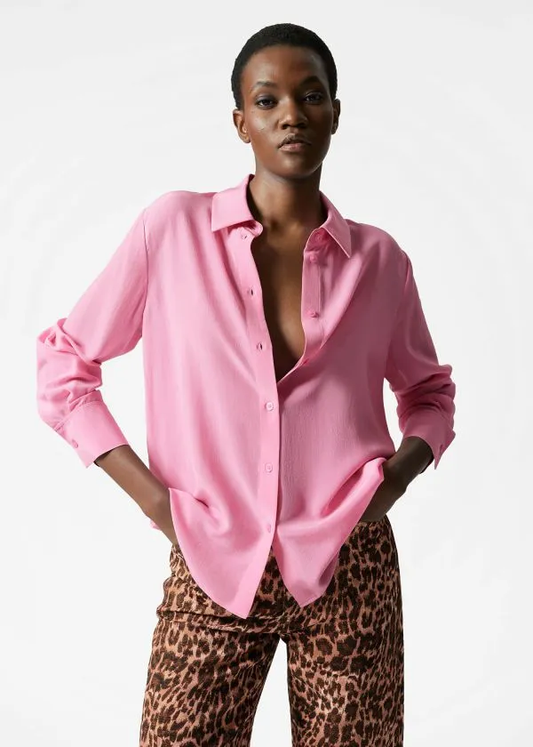 Women Blouses and Shirts and Other Stories Silk Shirt Pink