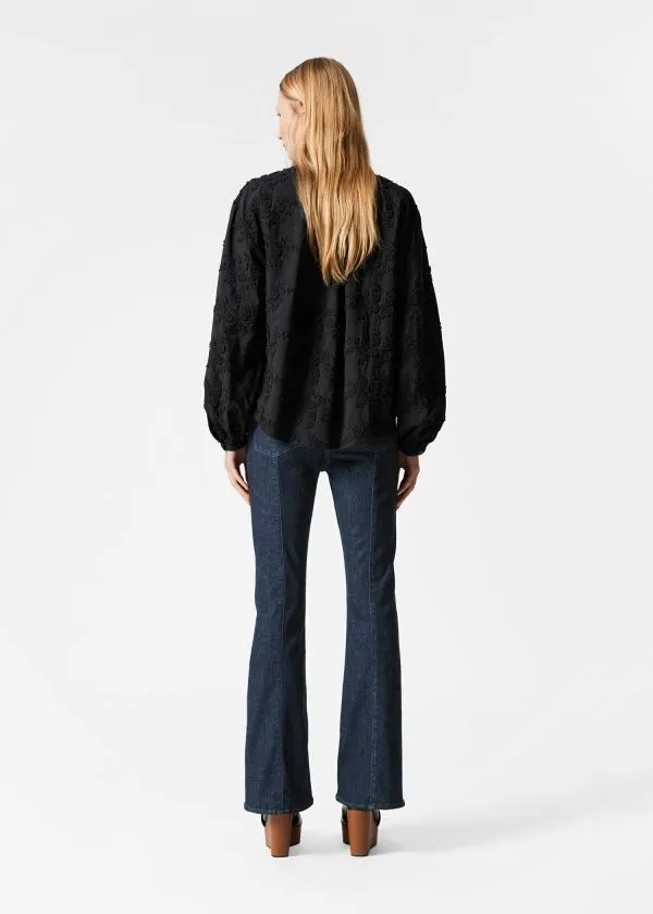 Women Blouses and Shirts and Other Stories Voluminous FloralAppliqu Blouse Black