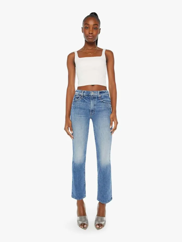 Women Bootcut Mother Denim The Insider Flood Wash Metal Magic