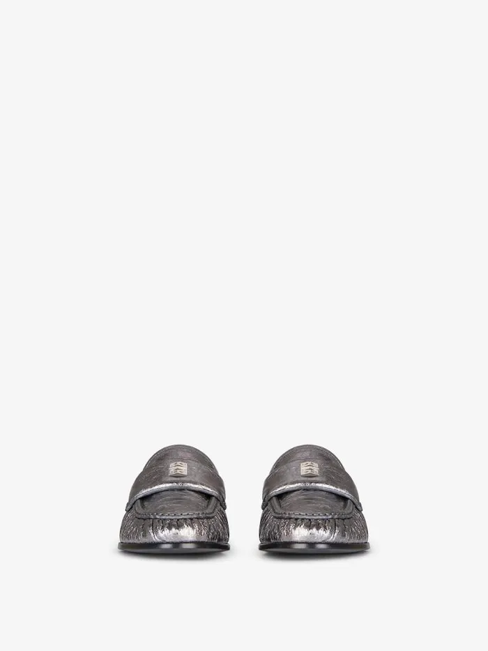 Women Boots and Booties Givenchy 4G Loafers In Laminated Leather Silvery Grey Women Boots and Booties Givenchy 4G Loafers In Laminated Leather Silvery Grey