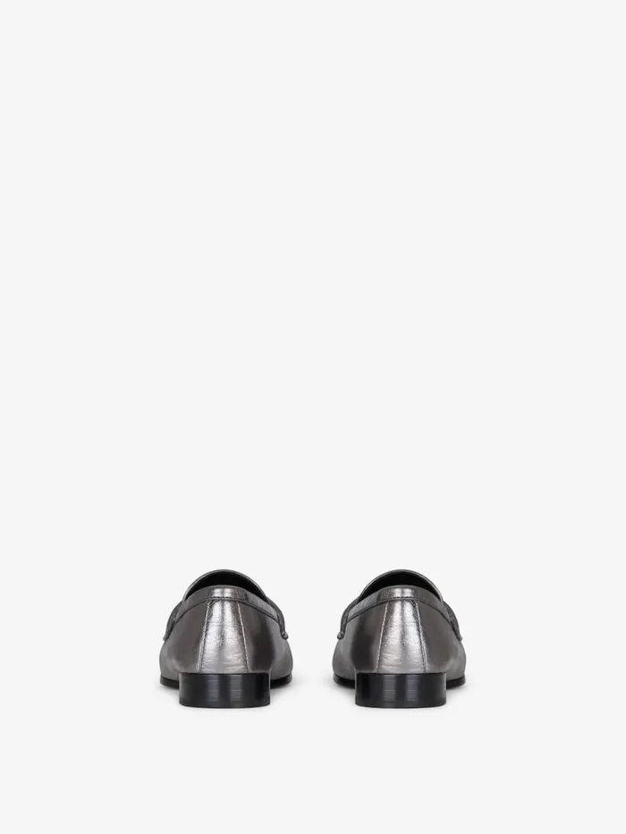 Women Boots and Booties Givenchy 4G Loafers In Laminated Leather Silvery Grey Women Boots and Booties Givenchy 4G Loafers In Laminated Leather Silvery Grey
