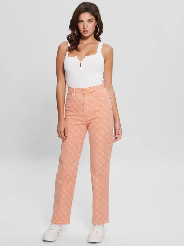 Women Bottoms GUESS Melrose Quattro G Print Jeans Apricot Juice