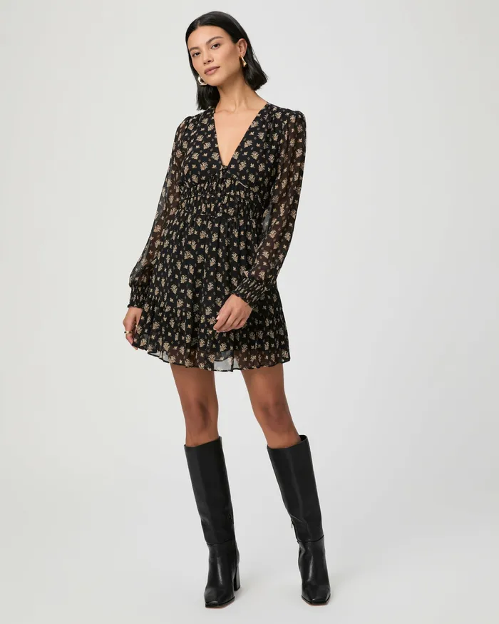 Women Brasserie Dress 8211 Black Multi Silk Dresses PAIGE